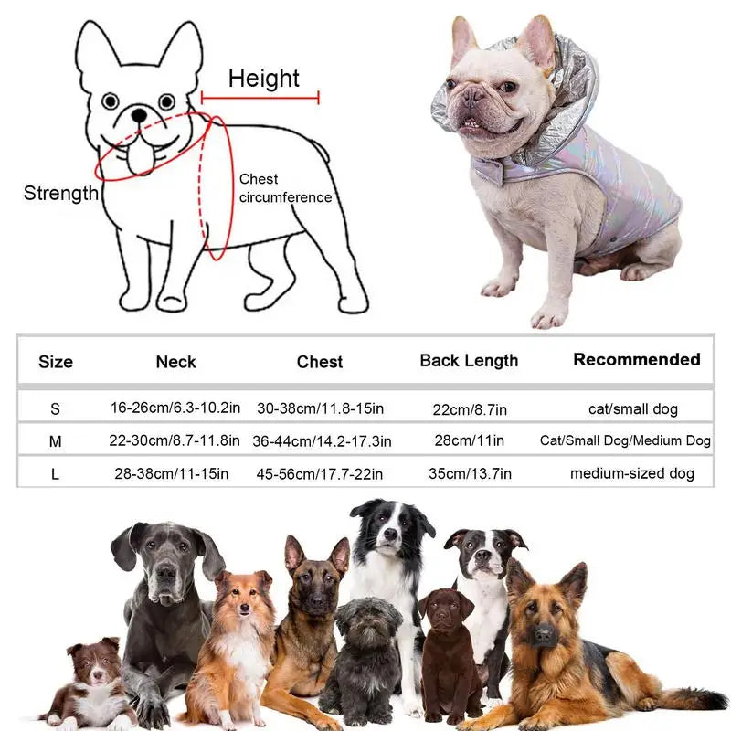 Dog Winder Coat Waterproof Small Dog Vest Warm Dog Vest Puppy Clothes Windproof For Small And Medium Dogs Pet Cold Weather Coats