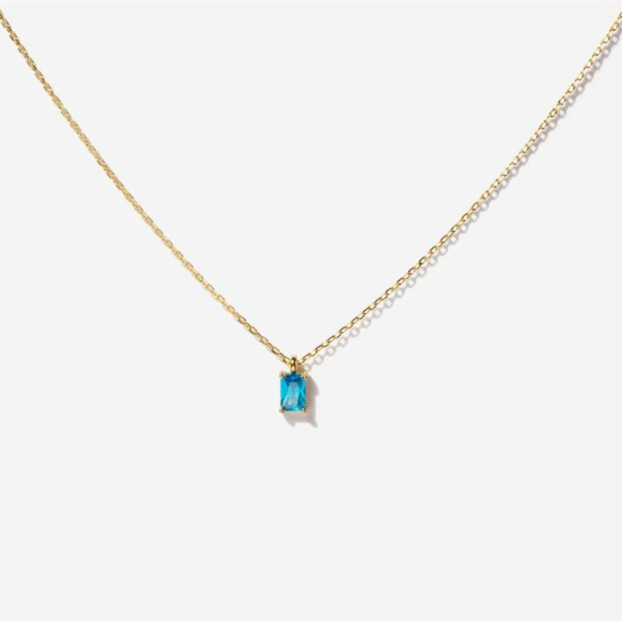 Women's Simple Rectangular Zircon Pendant Necklace