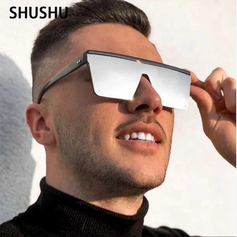 B187 Classic White Gradient Square Sunglasses Women Fashion Retro Sun Glasses Men Big Frame Vintage Travel Eyewear UV400