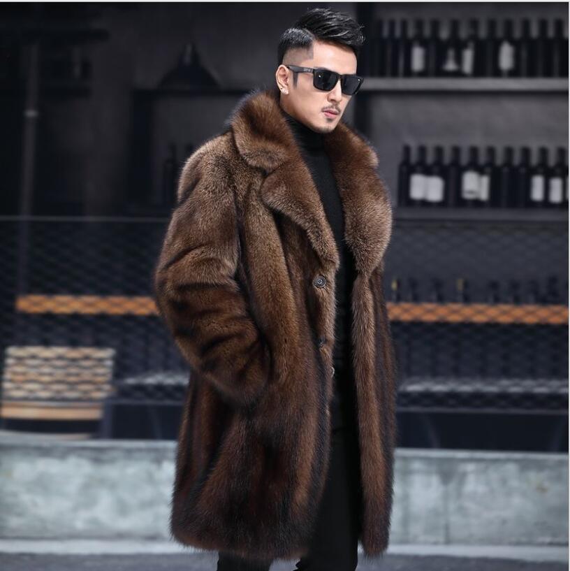 Winter Mens Faux Fur Designer Jackets Warm Windbreaker Long Wool Blends Outerwears Coats Black Brown Thicken Coat M-4XL