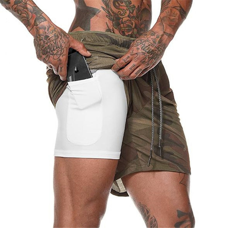 Summer 2020 running shorts men 2 in 1 sports jogging fitness shorts Men&#39;s Gym training Quick-drying sports shorts male short