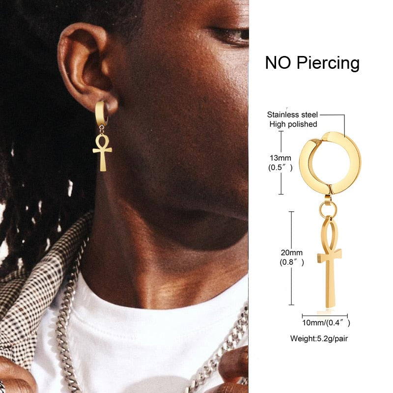 IRREGULAR TRIANGLE LONG CHAIN CUFF EARRING FOR MEN UNISEX JEWELRY ROCK THE COOLEST CONCH HOOP CLIP PIERCING WITHOUT PIERCING