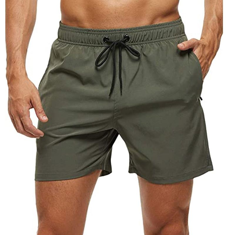 Fashion Beach Shorts Elastic Closure Men&#39;s Swim Trunks Quick Dry Beach Shorts With Zipper Pockets