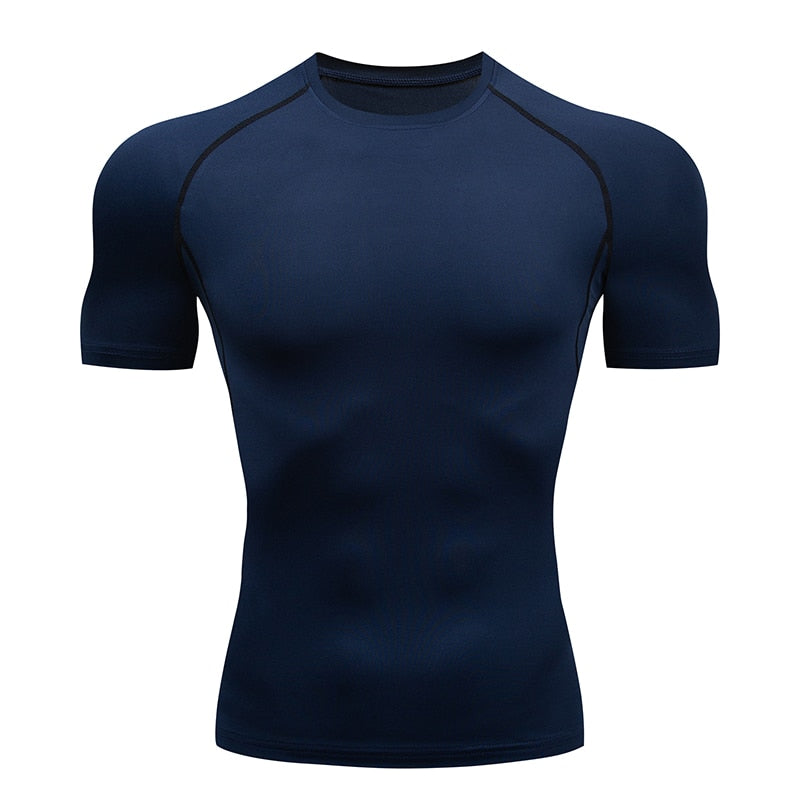 Men&#39;s Running Compression Tshirts Quick Dry Soccer Jersey Fitness Tight Sportswear Gym Sport Short Sleeve Shirt Breathable