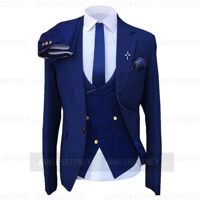 Fashion Wedding Suit For Men Gray Coat Blue Vest Pant Custom Made Plus Size Man Formal Tuxedo trajes de hombre costume homme 턱시도