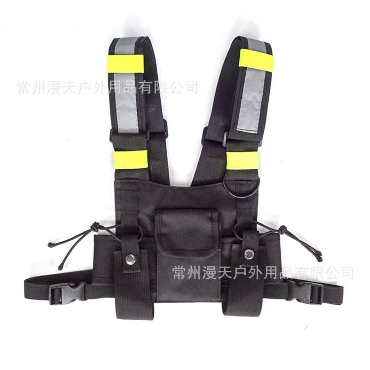 Adjustable Black Vest Hip Hop Streetwear Functional Tactical Harness Chest Rig Kanye West Waist Pack Chest Bag Fashion Nylon c5