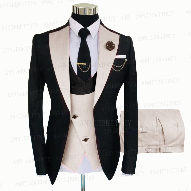 Fashion Wedding Suit For Men Gray Coat Blue Vest Pant Custom Made Plus Size Man Formal Tuxedo trajes de hombre costume homme 턱시도