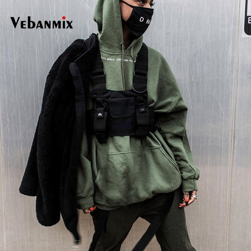 Men Tactical Shoulder Bags Chest Rig Bag Hip Hop Streetwear Men Functional Waist Packs Adjustable Pockets Waistcoat Kanye West