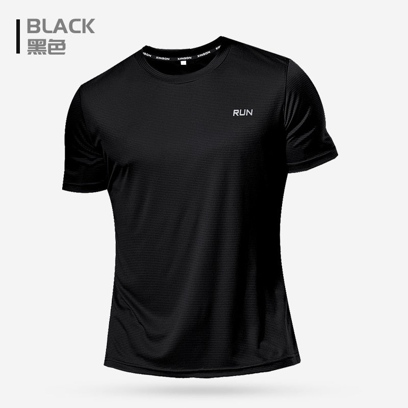 Polyester Gym Shirt Sport T Shirt Men Short Sleeve Running Shirt Men Workout Training Tees Fitness Top Sport T-shirt