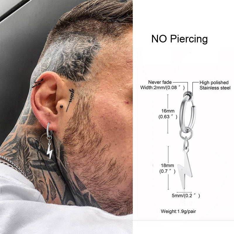 IRREGULAR TRIANGLE LONG CHAIN CUFF EARRING FOR MEN UNISEX JEWELRY ROCK THE COOLEST CONCH HOOP CLIP PIERCING WITHOUT PIERCING