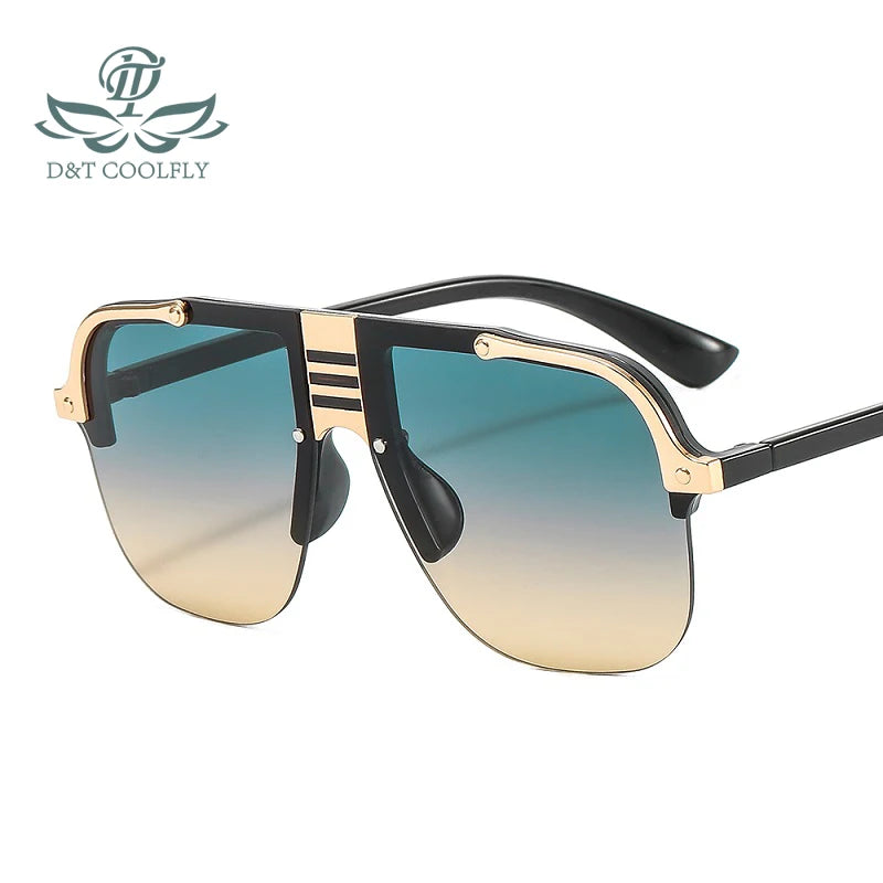 D&T 2021 New Fashion Sunglasses Women Men Shield Gradients Lens Metal Alloy Frame Trend Luxury Brand Designer Sun Glasses UV400