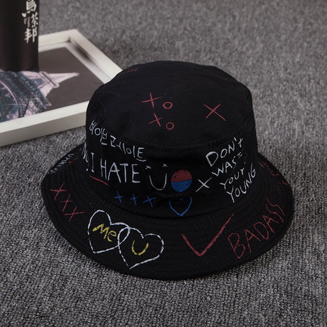 Summer Cotton Bucket Patchwork Graffiti Men Women Outdoor Hip Hop Foldable Bob Fisherman Casual Travel Gorros Panama