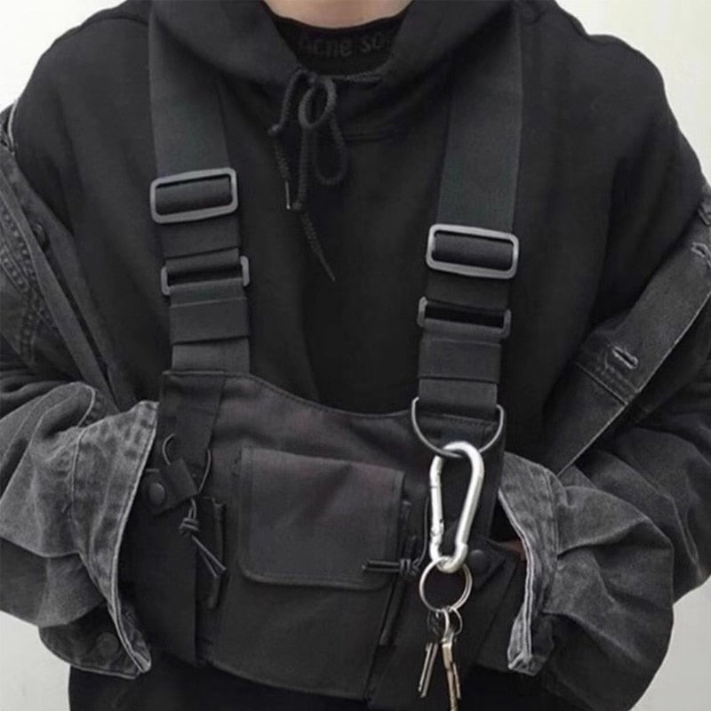 Men Tactical Shoulder Bags Chest Rig Bag Hip Hop Streetwear Men Functional Waist Packs Adjustable Pockets Waistcoat Kanye West