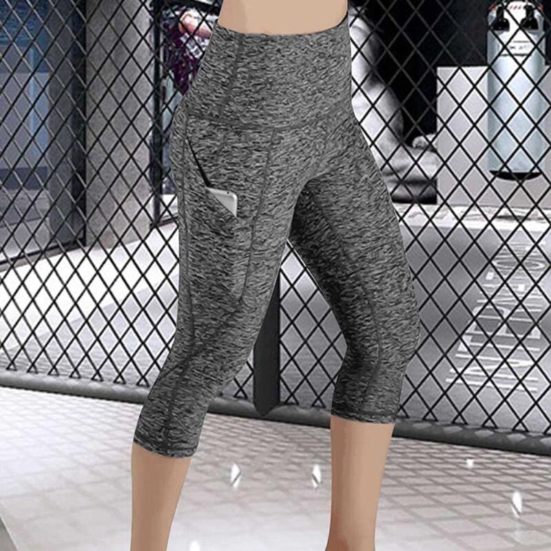 Yoga Pants Women Calf-length Capri Pant Sport leggings Women Fitness Yoga Gym High Waist Pockets Design Sporting Leggings