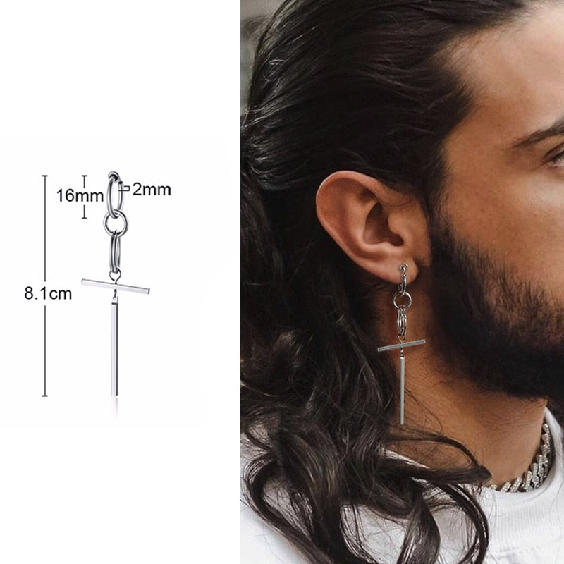 IRREGULAR TRIANGLE LONG CHAIN CUFF EARRING FOR MEN UNISEX JEWELRY ROCK THE COOLEST CONCH HOOP CLIP PIERCING WITHOUT PIERCING