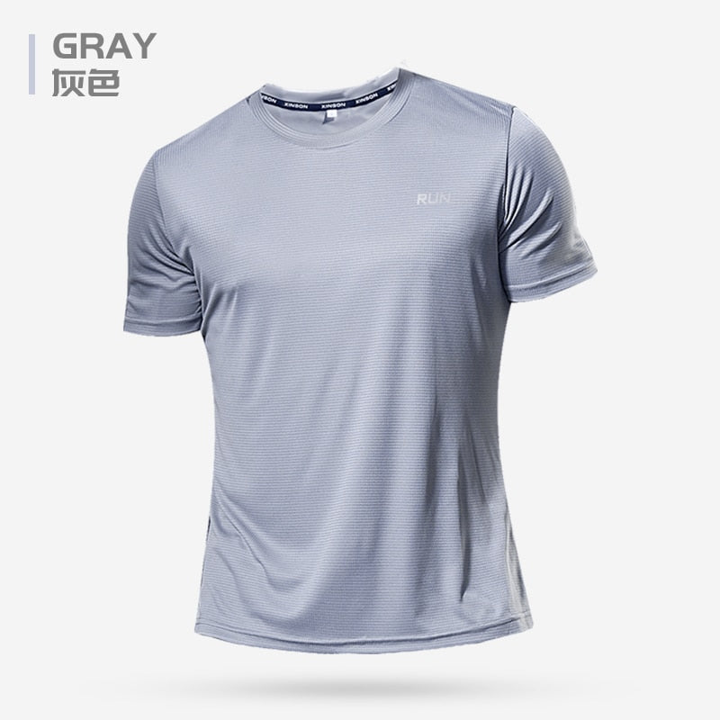 Polyester Gym Shirt Sport T Shirt Men Short Sleeve Running Shirt Men Workout Training Tees Fitness Top Sport T-shirt