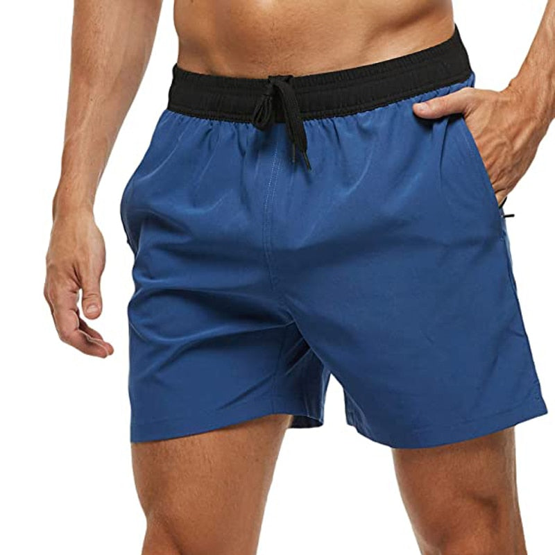 Fashion Beach Shorts Elastic Closure Men&#39;s Swim Trunks Quick Dry Beach Shorts With Zipper Pockets