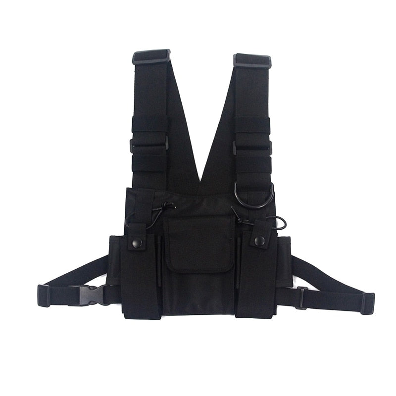 Adjustable Black Vest Hip Hop Streetwear Functional Tactical Harness Chest Rig Kanye West Waist Pack Chest Bag Fashion Nylon c5