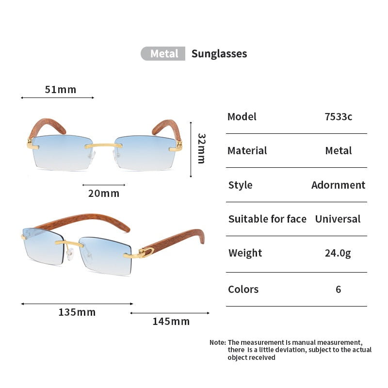 Punk Rimless Rectangle Sunglasses Men 2022 Fashion Vintage Trendy Small Square Sun Glasses for Male Frameless Eyewear UV400