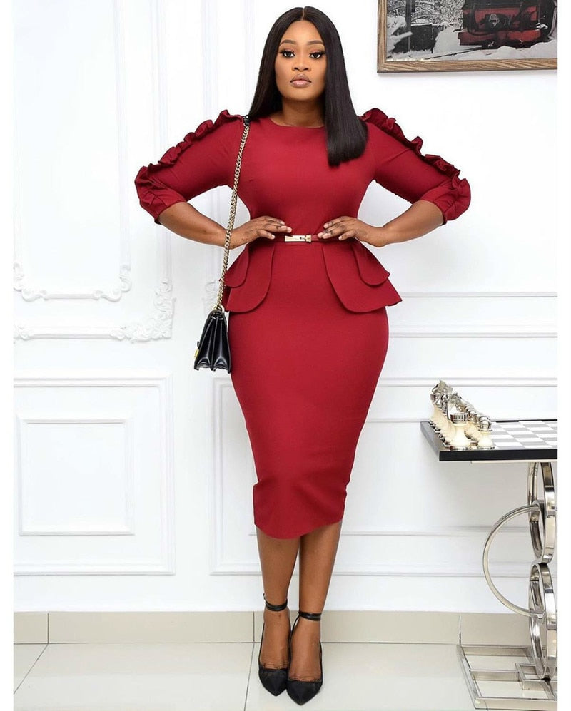 Bodycon African Dresses for Women Pencil Robe African Femme Bandage Dress Dashiki Kaftan Dress Africa Plus Size Boho Clothing