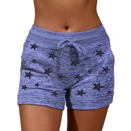 Summer Women Shorts High Waist Stars Print Quick Drying Drawstring Pockets Shorts for Fitness shorts for women ladies 2021