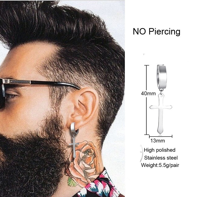 IRREGULAR TRIANGLE LONG CHAIN CUFF EARRING FOR MEN UNISEX JEWELRY ROCK THE COOLEST CONCH HOOP CLIP PIERCING WITHOUT PIERCING