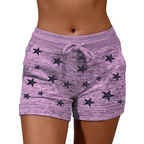 Summer Women Shorts High Waist Stars Print Quick Drying Drawstring Pockets Shorts for Fitness shorts for women ladies 2021