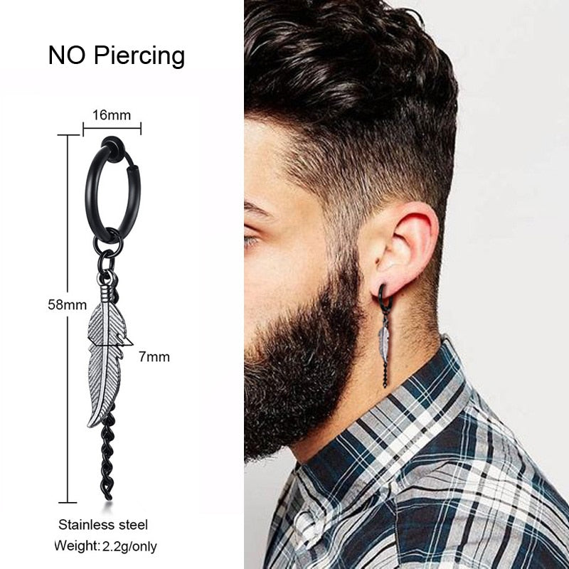 IRREGULAR TRIANGLE LONG CHAIN CUFF EARRING FOR MEN UNISEX JEWELRY ROCK THE COOLEST CONCH HOOP CLIP PIERCING WITHOUT PIERCING