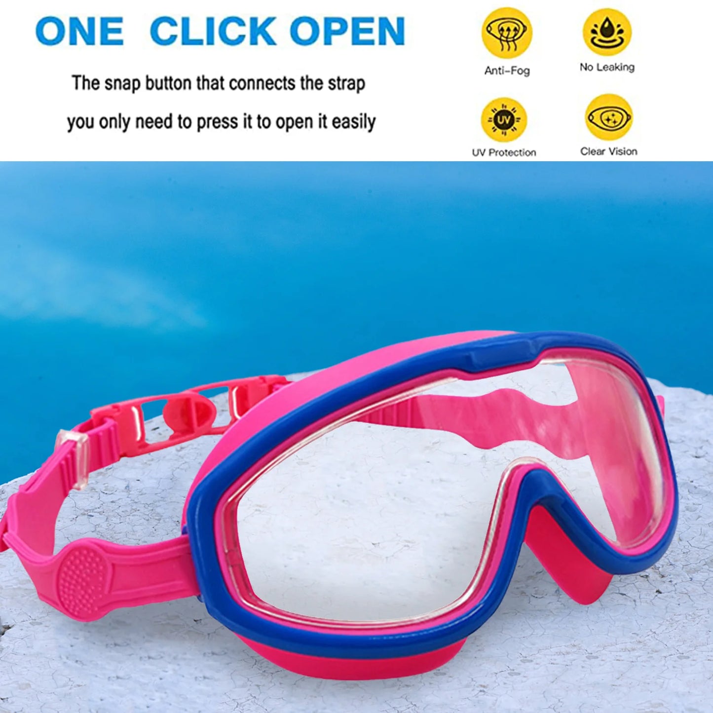 Big Frame Kids Swim Goggles Anti Fog Wide View Swimming Gear for Boys Girls Children glasses for swimming pool