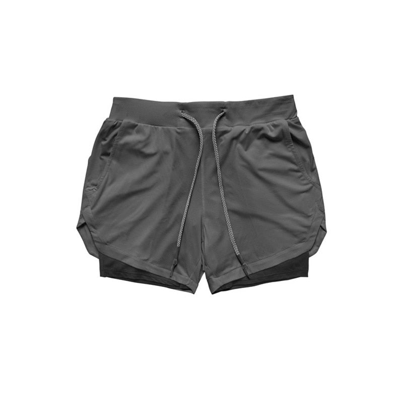 Summer 2020 running shorts men 2 in 1 sports jogging fitness shorts Men&#39;s Gym training Quick-drying sports shorts male short