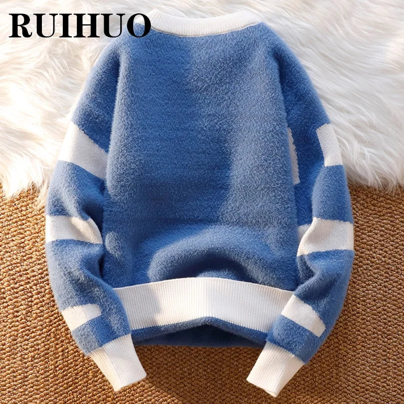 Striped Sweater Men Fashion Hip Hop Streetwear Mens Sweater Clothes Pull Harajuku 2XL 2023 New Arrivals