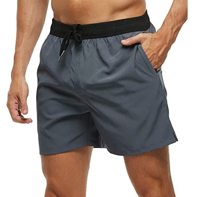 Fashion Beach Shorts Elastic Closure Men&#39;s Swim Trunks Quick Dry Beach Shorts With Zipper Pockets