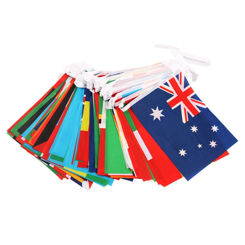 14*21cm String Flags - Small Hanging Flags representing 32 Countries around the World, showcasing the diverse nations and fostering international camaraderie.