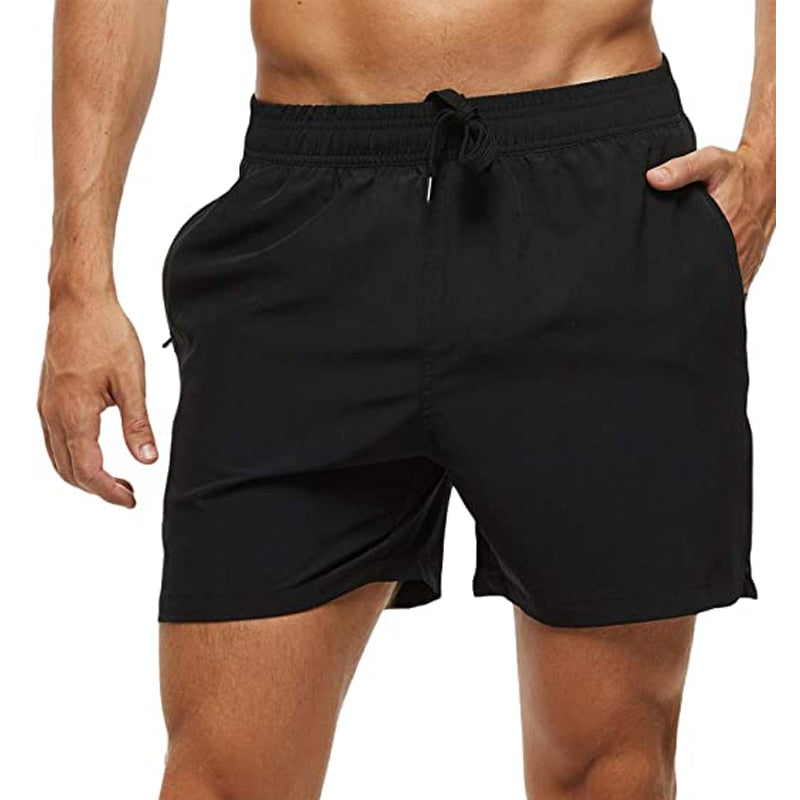 Fashion Beach Shorts Elastic Closure Men&#39;s Swim Trunks Quick Dry Beach Shorts With Zipper Pockets