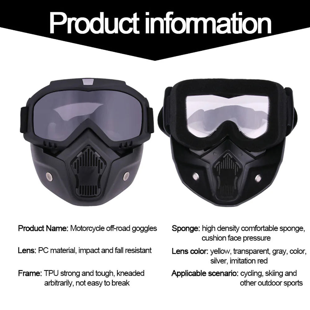 Dustproof Motocross Glasses Adjustable Motorcycle Goggles Breathable Full Face Protective Motorbike Dirt Bike Off-road Mask