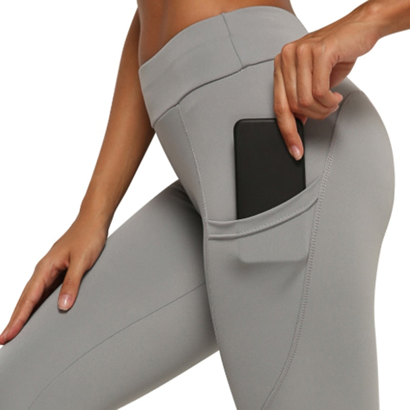 Yoga Pants Women Calf-length Capri Pant Sport leggings Women Fitness Yoga Gym High Waist Pockets Design Sporting Leggings