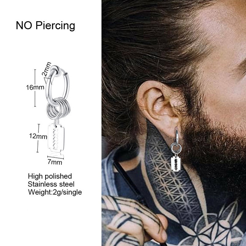 IRREGULAR TRIANGLE LONG CHAIN CUFF EARRING FOR MEN UNISEX JEWELRY ROCK THE COOLEST CONCH HOOP CLIP PIERCING WITHOUT PIERCING