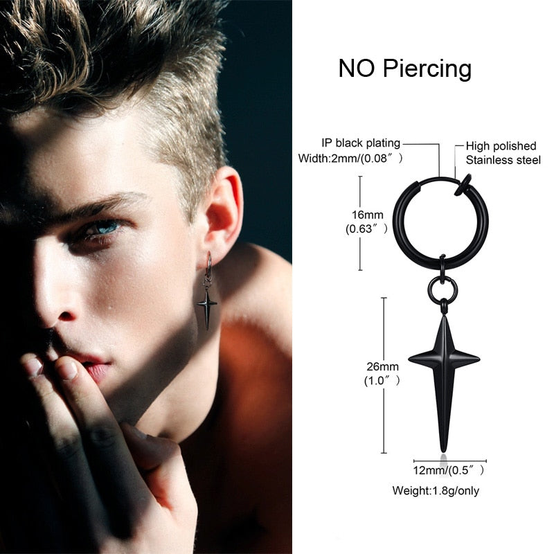 IRREGULAR TRIANGLE LONG CHAIN CUFF EARRING FOR MEN UNISEX JEWELRY ROCK THE COOLEST CONCH HOOP CLIP PIERCING WITHOUT PIERCING