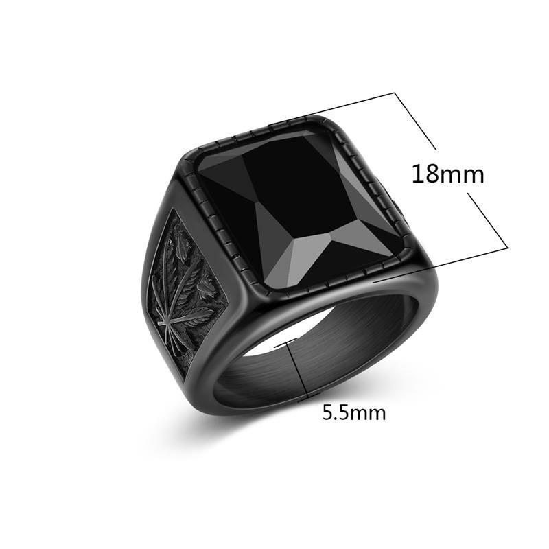 Men Hiphop Ring 316L Stainless Steel Black/Red Stone Ring Rock Fashion Male Jewelry Wedding Rings Accessories Wholesale