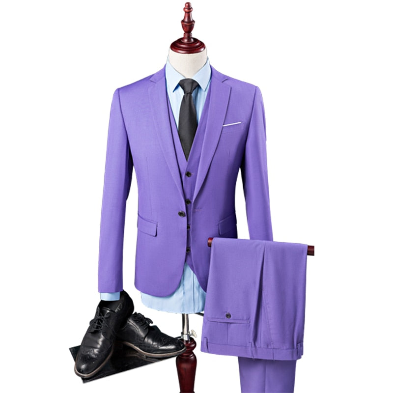 New Fashion Groom Wedding Dress Suit - Men's Casual Business 3-Piece Suit Set, including Blazers, Pants, and Vest. Perfect for Weddings and Special Occasions, this Suit Ensemble exudes Style and Sophistication.