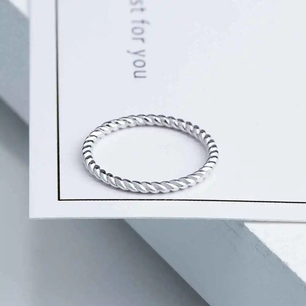 New 925 Sterling Sliver Rings for Women Rope Shape Rings Fashion Silver Jewelry Engagement Anniversary Gift (JewelOra RI102772)