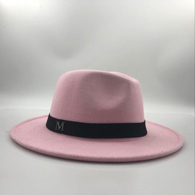 simple Wide Brim Autumn Female Fashion Top Jazz Cap Winter Fashion Wool Fedora Hat For Women Chapeau Femme Black Hats For Men