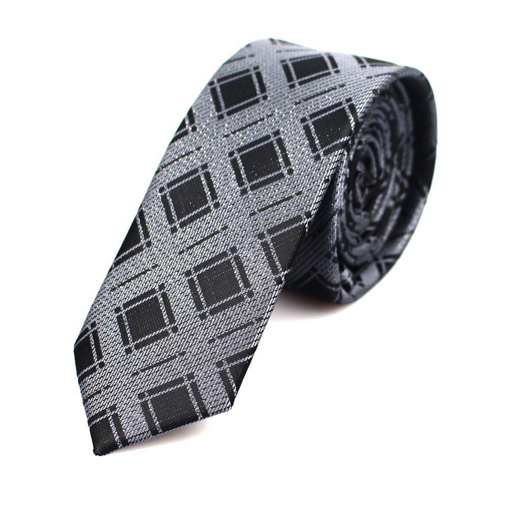 New Men&#39;s Casual Slim Ties Classic Polyester Woven Party Neckties Fashion Plaid Dots Man Neck Tie For Wedding Business Male Tie
