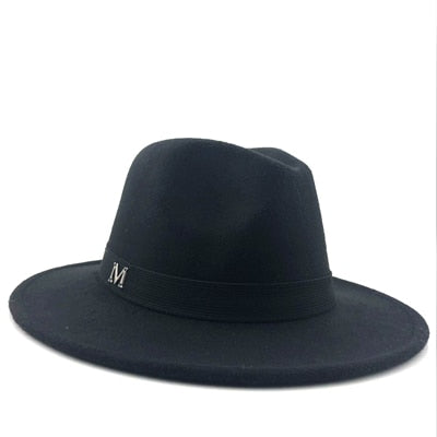 simple Wide Brim Autumn Female Fashion Top Jazz Cap Winter Fashion Wool Fedora Hat For Women Chapeau Femme Black Hats For Men