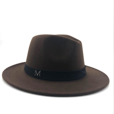 simple Wide Brim Autumn Female Fashion Top Jazz Cap Winter Fashion Wool Fedora Hat For Women Chapeau Femme Black Hats For Men