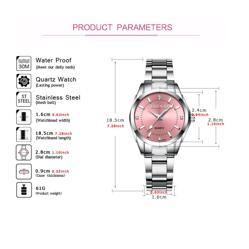 CHENXI Lady Rhinestone Fashion Watch - Women's Quartz Wristwatch, a Stylish and Elegant Timepiece for Female Dressing.