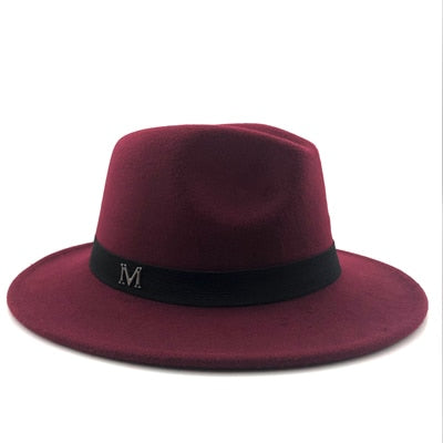 simple Wide Brim Autumn Female Fashion Top Jazz Cap Winter Fashion Wool Fedora Hat For Women Chapeau Femme Black Hats For Men