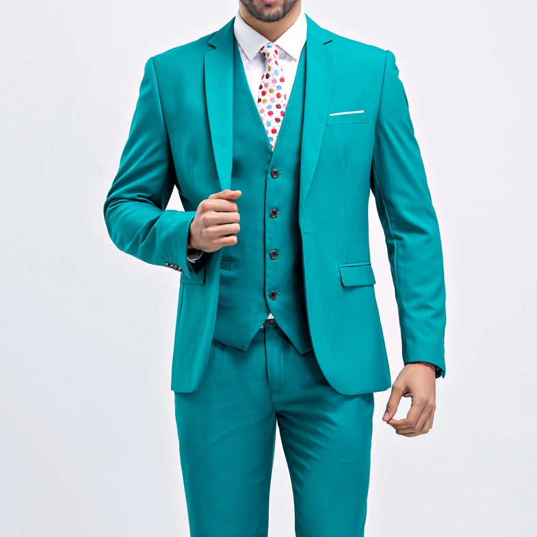 New Fashion Groom Wedding Dress Suit - Men's Casual Business 3-Piece Suit Set, including Blazers, Pants, and Vest. Perfect for Weddings and Special Occasions, this Suit Ensemble exudes Style and Sophistication.