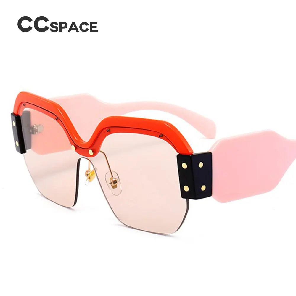 45341 Square Sunglasses Women Cat Eye Rivet Purple Half Frame Glasses Designer Fashion Shades