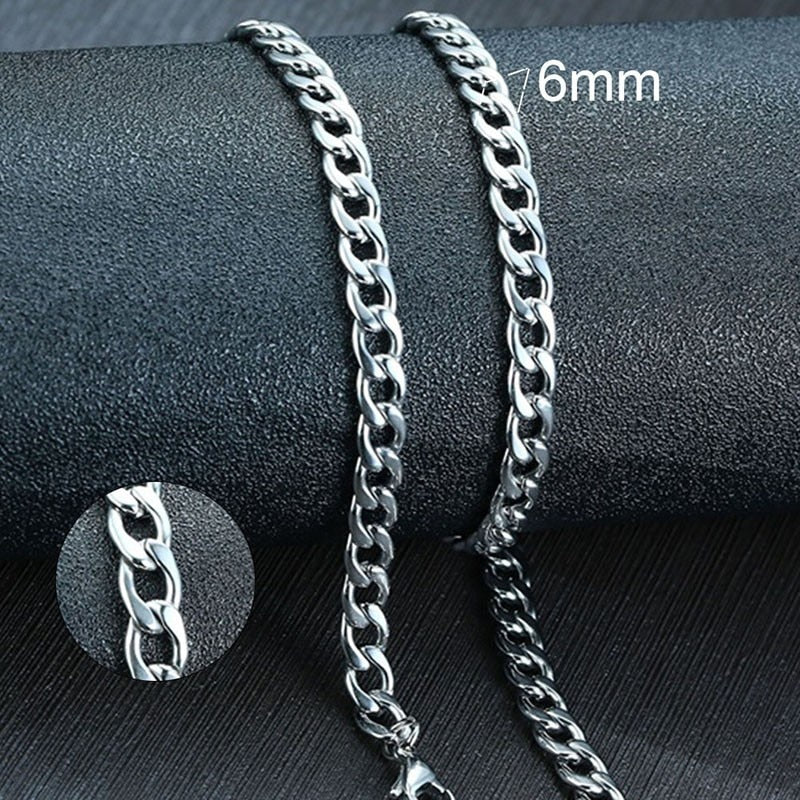 Vnox Men&#39;s Cuban Link Chain Necklace Stainless Steel Black Gold Color Male Choker colar Jewelry Gifts for Him